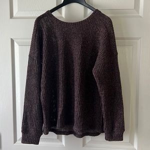 L.I.F.E Love is for eternity mauve sweater ornamental buttons on back, Sz Medium